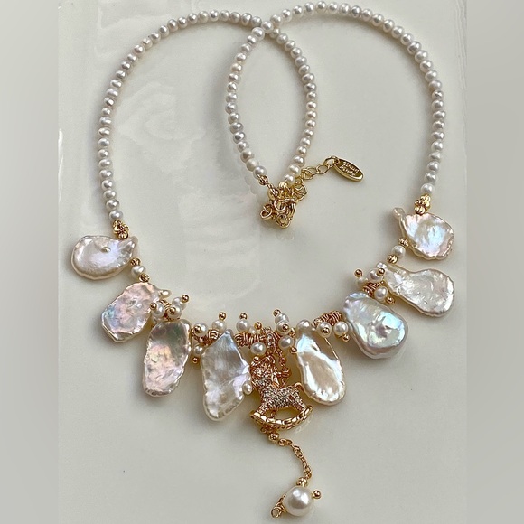 N291-Premium Keshi Pearl And Baby Pearl Pony Necklace - Picture 6 of 12